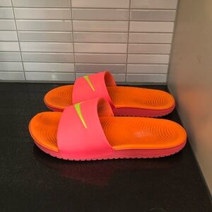 Nike kids pink and orange kids slides